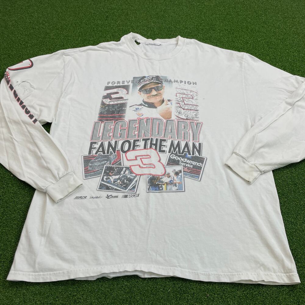 VTG 90s Legendary Fan of the Man Dale Earnhardt NASCAR Long Sleeve T-Shirt XL